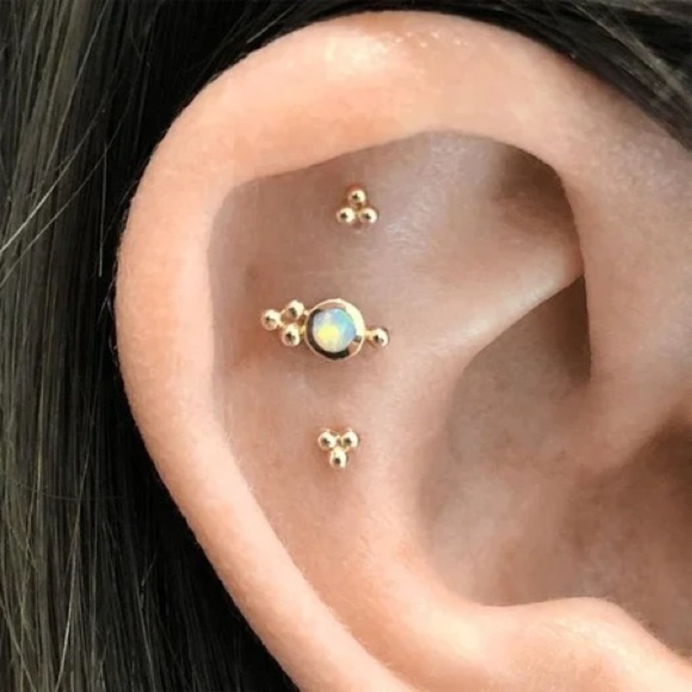 Maria Tash Opal Four Ball Trinity Threaded Stud Earring